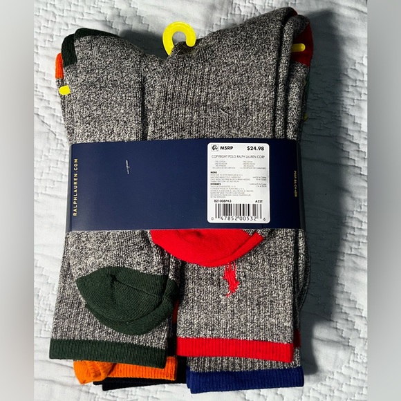 $29 Men’s 6 PACK POLO RALPH LAUREN TECHNICAL SPORT CUSHIONED SOLE CREW SOCKS - Picture 8 of 8